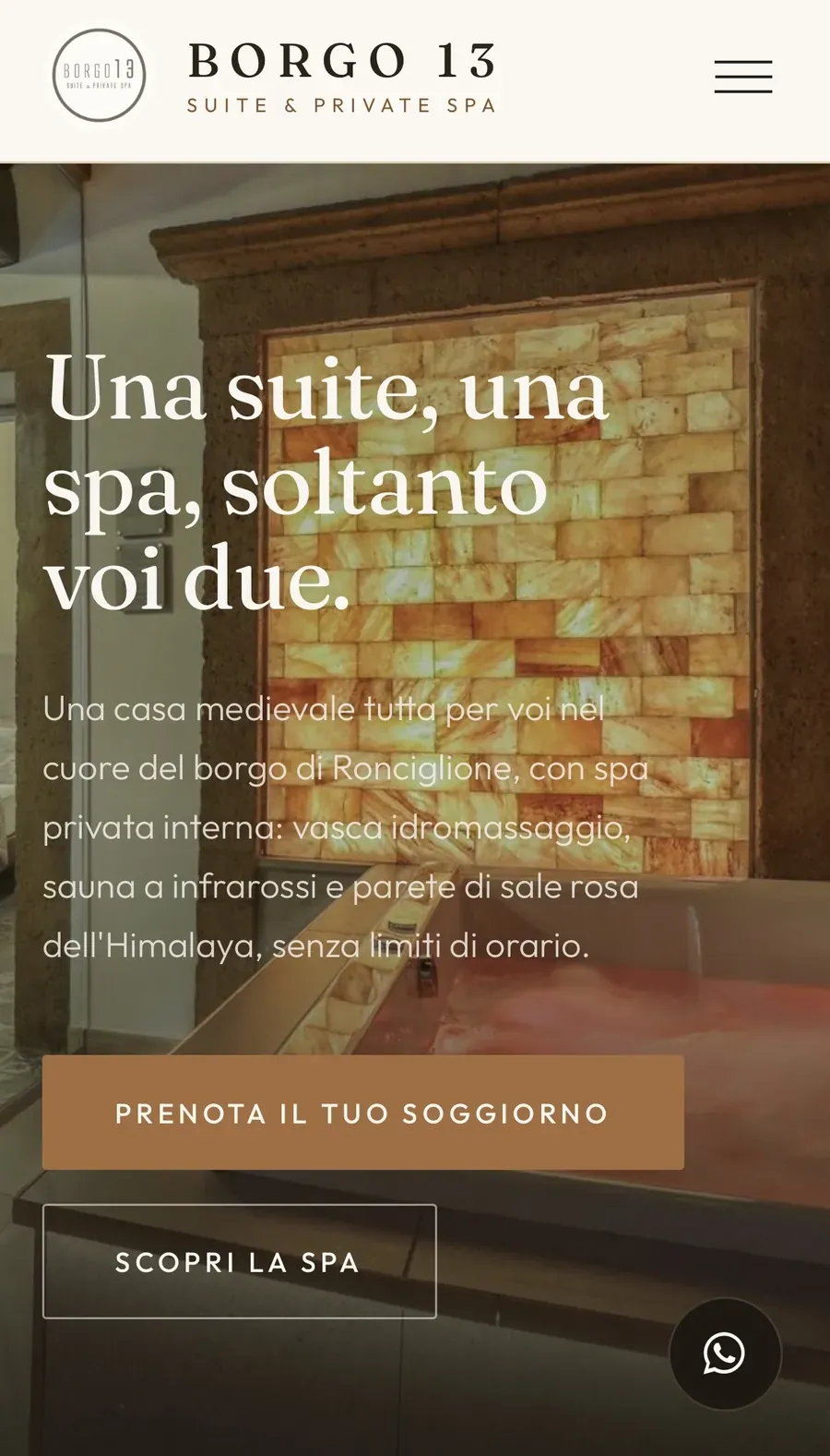 Il nuovo sito di Borgo 13: hero d'atmosfera e prenotazione in evidenza